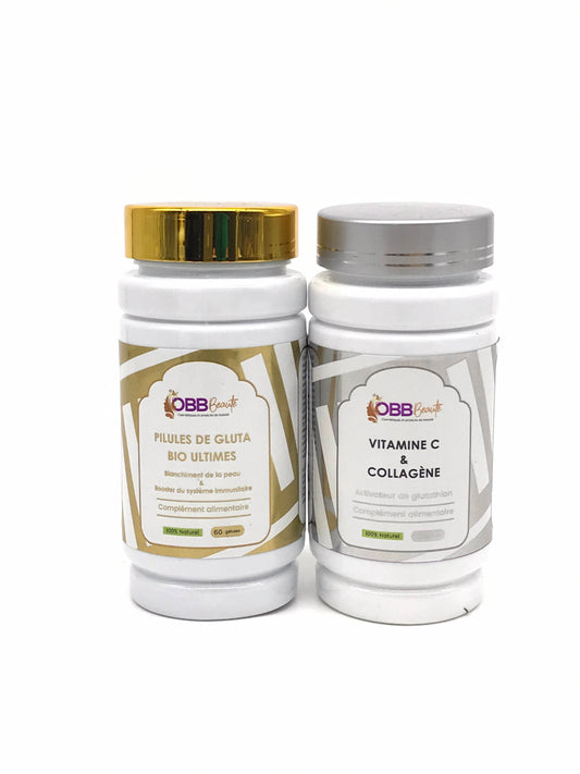 1 box of ultimate organic gluta pill and 1 box of obbbeaute vitamin C & collagen