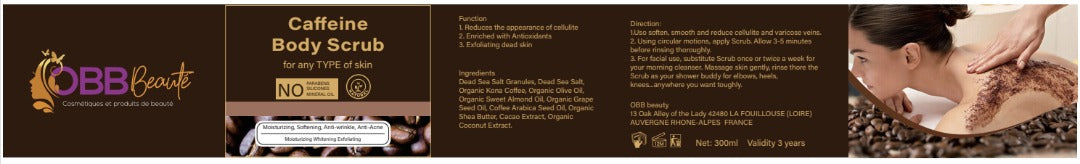 obbbeaute caffeine body scrub 250g