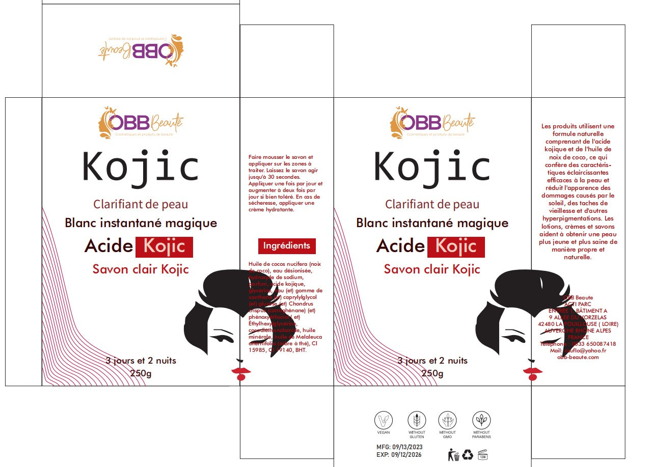 Savon kojic clarifiant de teint obbbeaute 250g