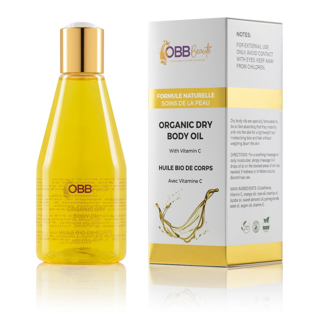 Huile organique obbbeaute, à la vitamine C. 200ml, huile bio de corps