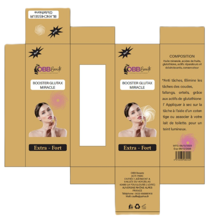 GAMME TEINT ÉCLATANT , UNIFIÉ ET CLAIR OBBBEAUTÉ +1 serum booster glutax miracle offert