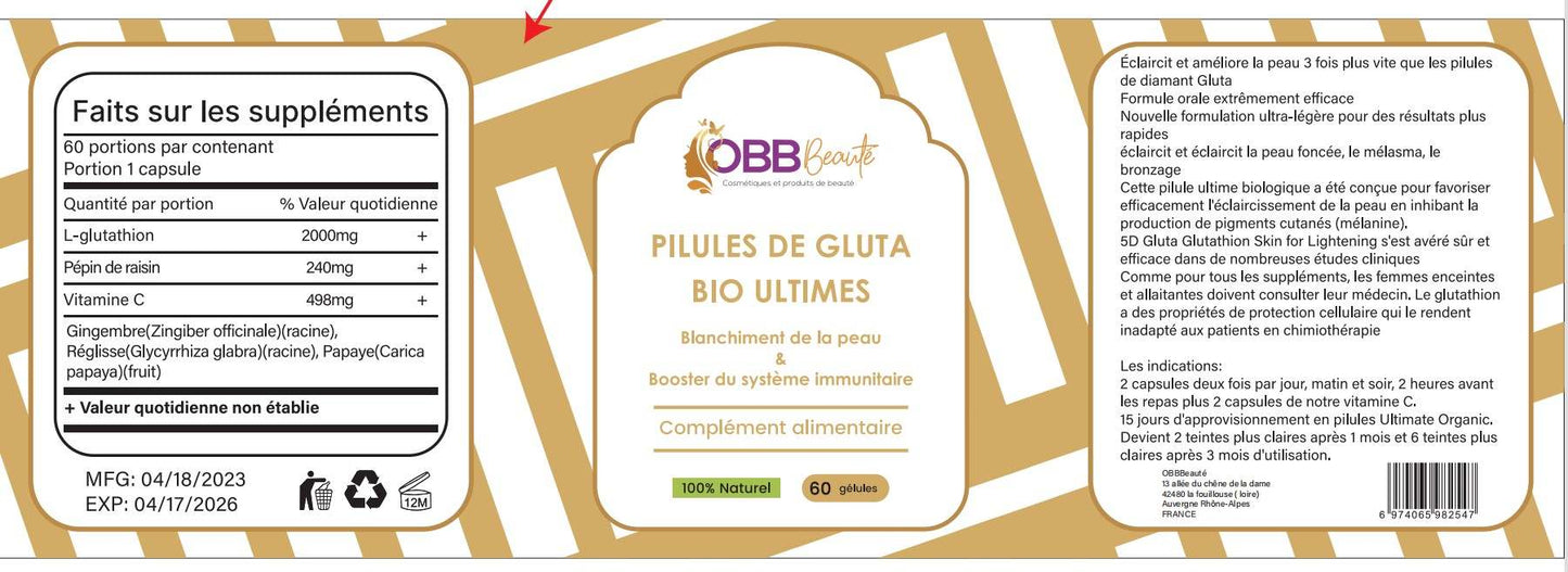 1 boite de pilule de gluta bio ultime et 1 boite de vitamine C&collagene obbbeaute