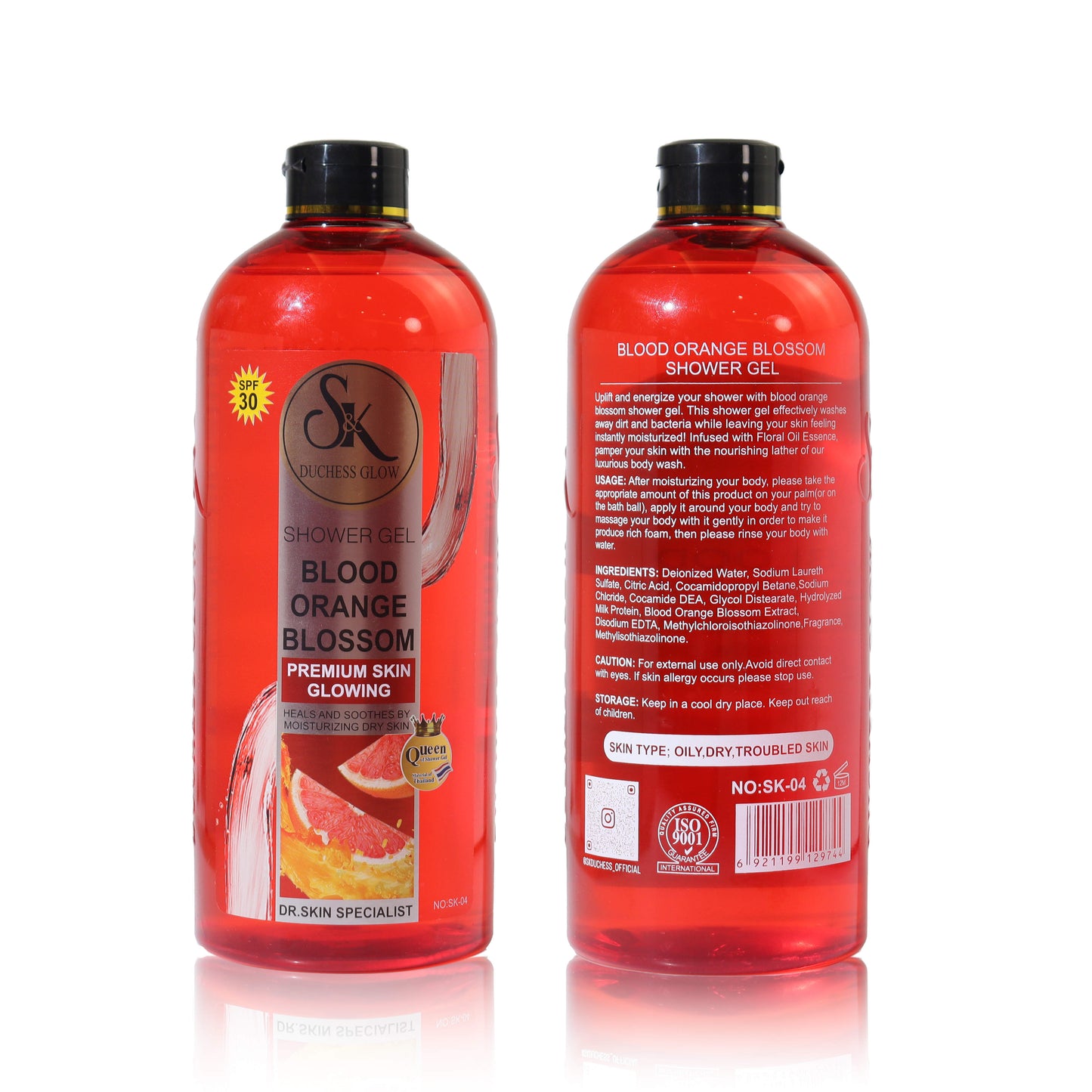 Gel douche S&K Duchess glow  blood orange blossom 1L, SPF30