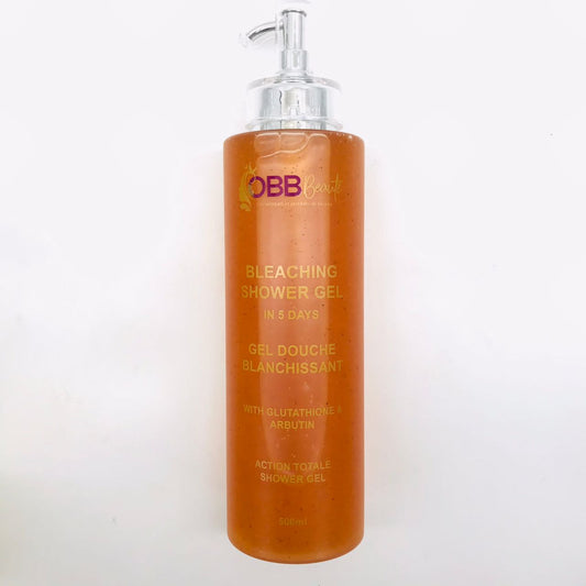 gel douche obbbeaute 500ml, gommant, éclaircissant,  clarifiant au gluthation et arbutin.