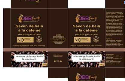 Gamme obbbeaute à la caféine, lait, savon, gommage, huile contre les cernes, sérum visage