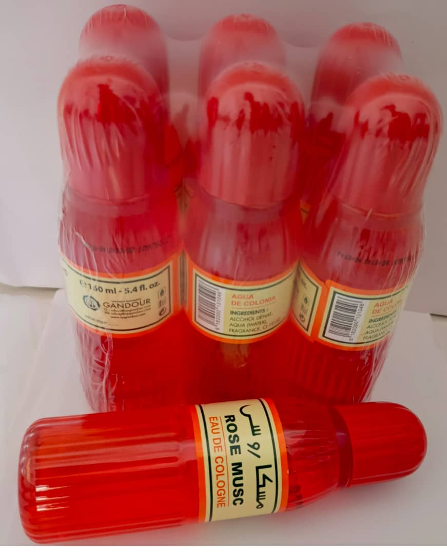Eau de cologne rose musc lot de 6 bouteilles de 160ml